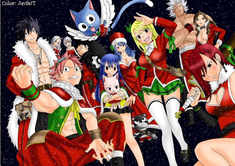 Anime Characters in Costumes — Red, Festive, Winter