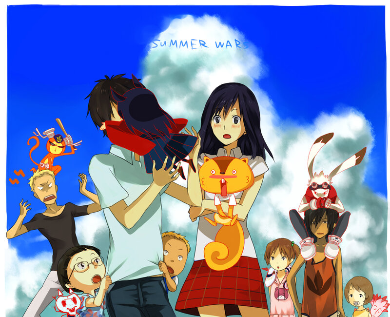 Anime Characters in Crowd — Blue