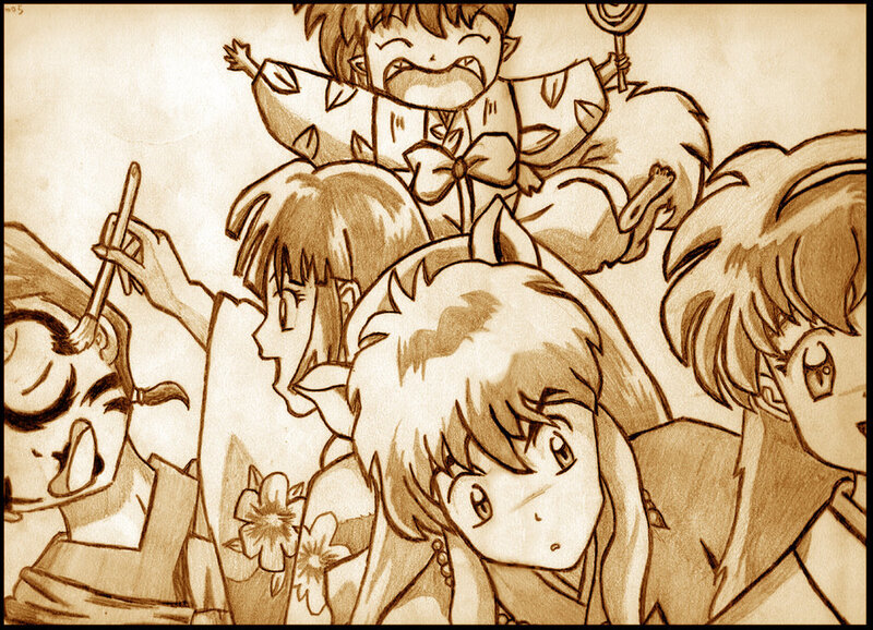 Anime Characters in Crowd — Brown