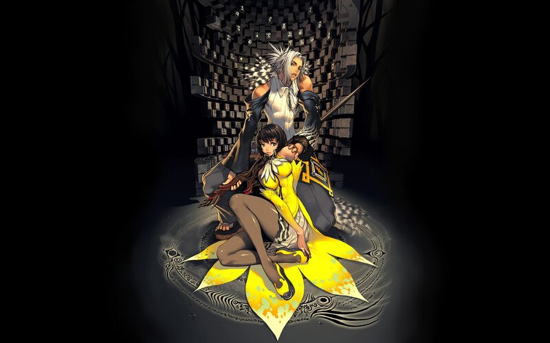anime characters in dark chamber