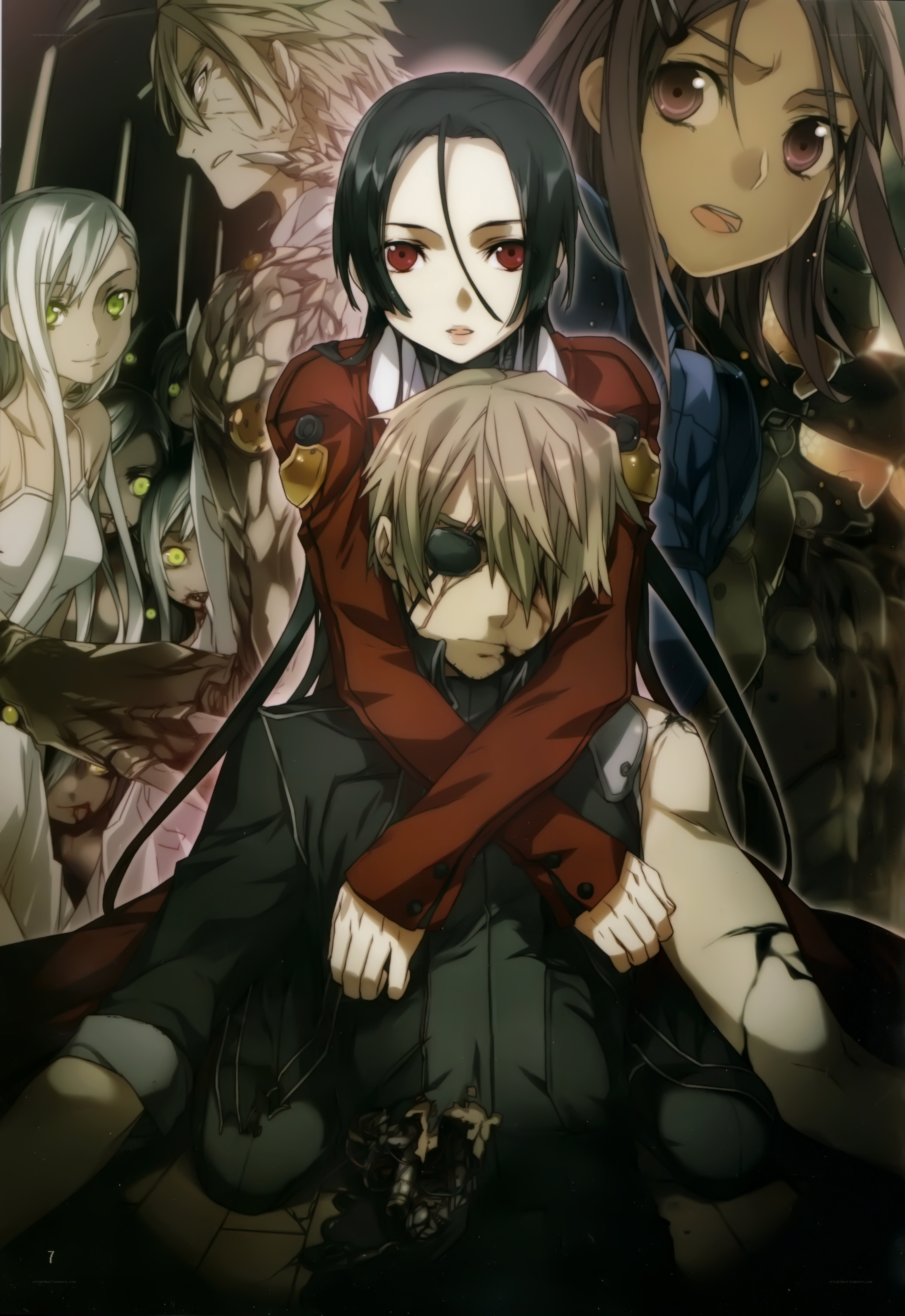 anime characters in dark scene