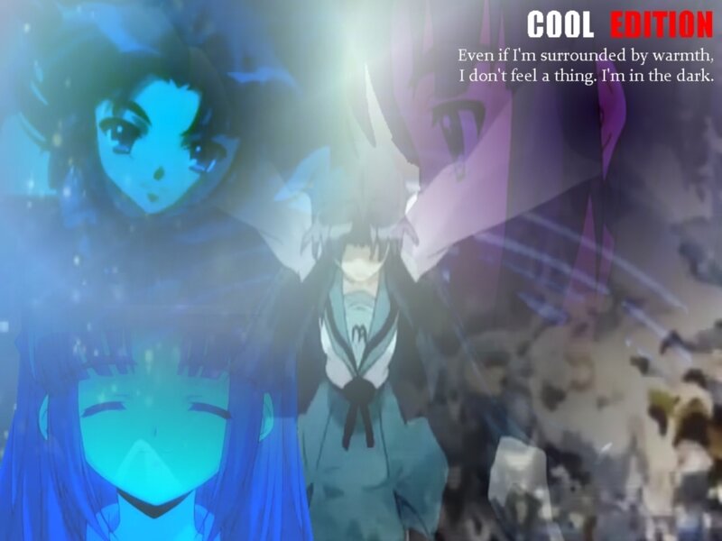 Anime characters in dark scene