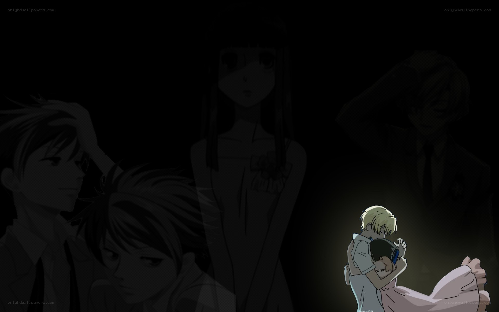 anime characters in dark scene