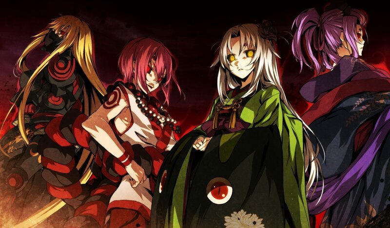anime characters in dark scene