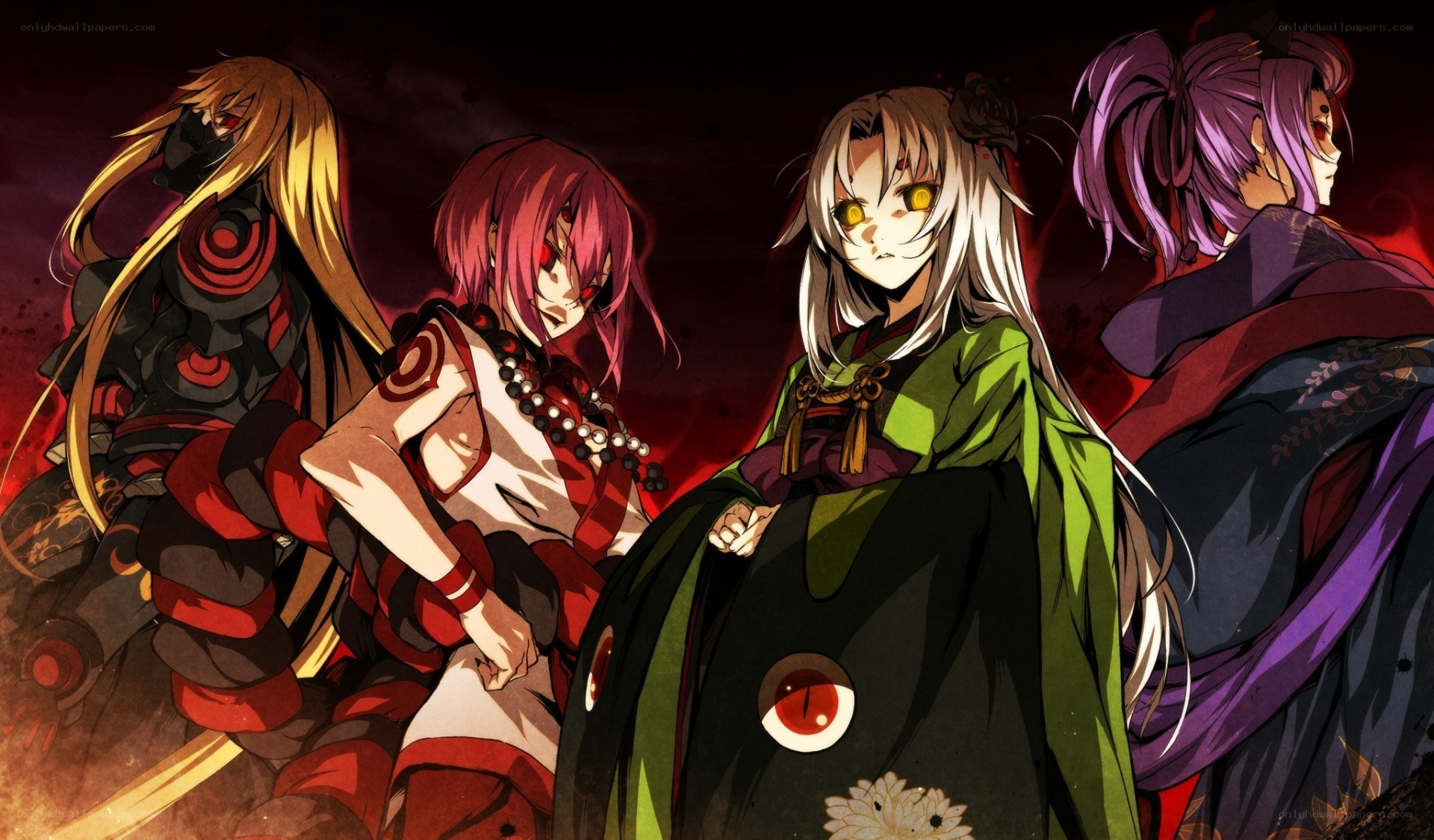 anime characters in dark scene