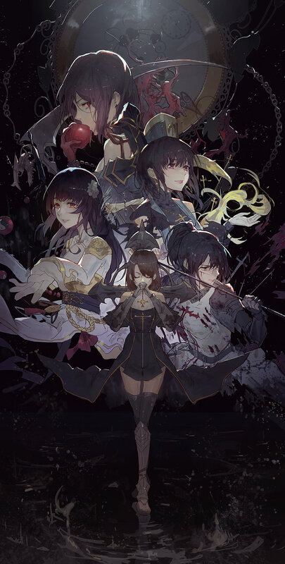 Anime Characters in Dark Scene — Black, Dramatic, Night, Digital Art