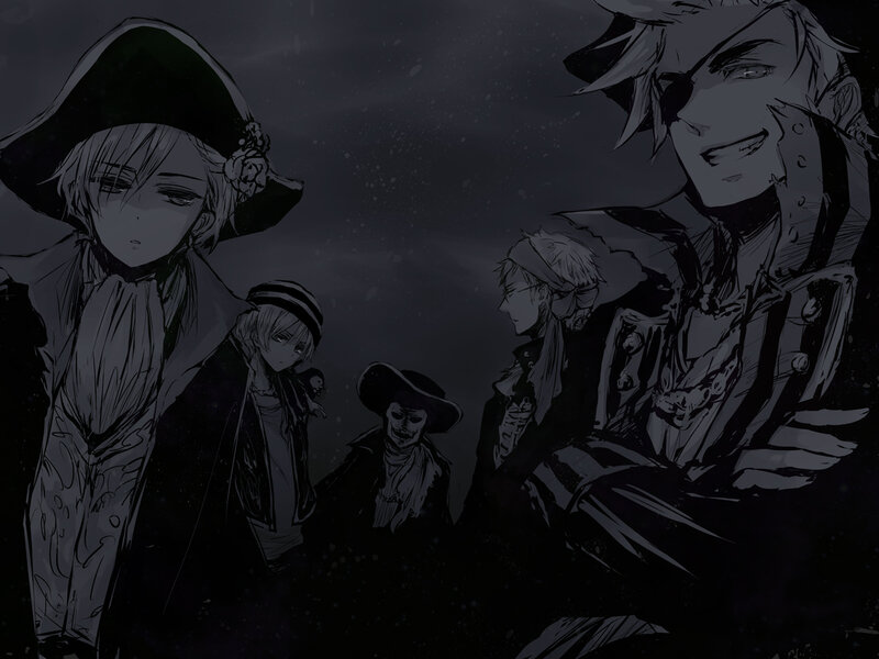 Anime Characters in Dark Scene — Black, Dramatic, Night, Manga