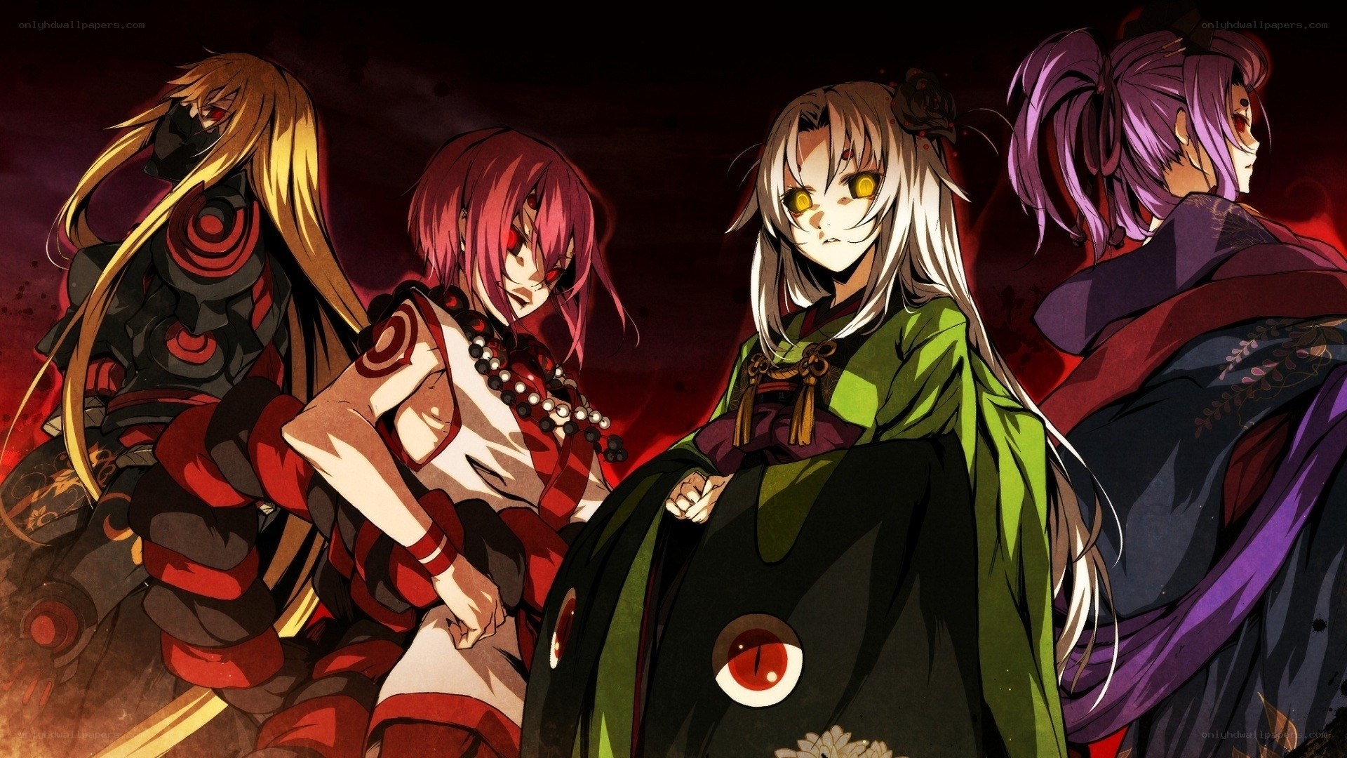 anime characters in dark scene