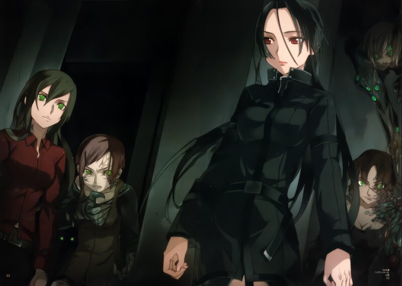 anime characters in dark setting