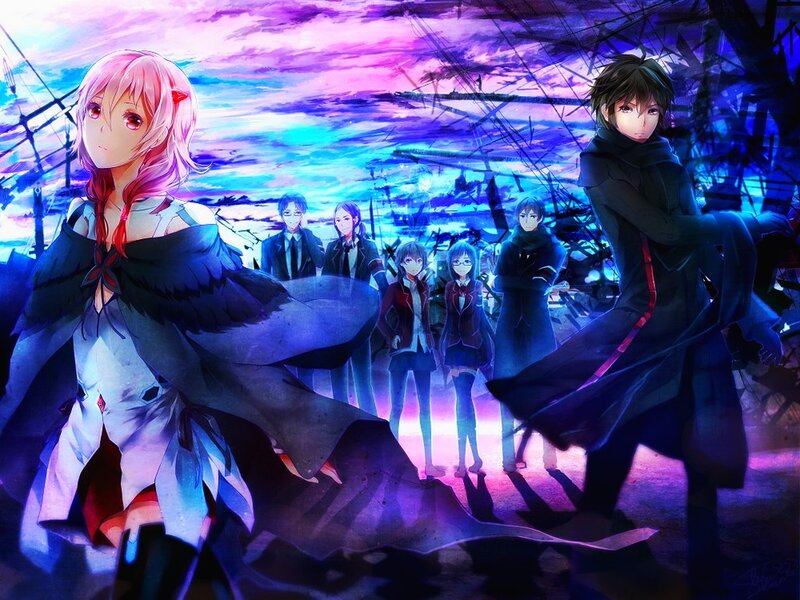 Anime Characters in Dark Setting — Purple, Dramatic