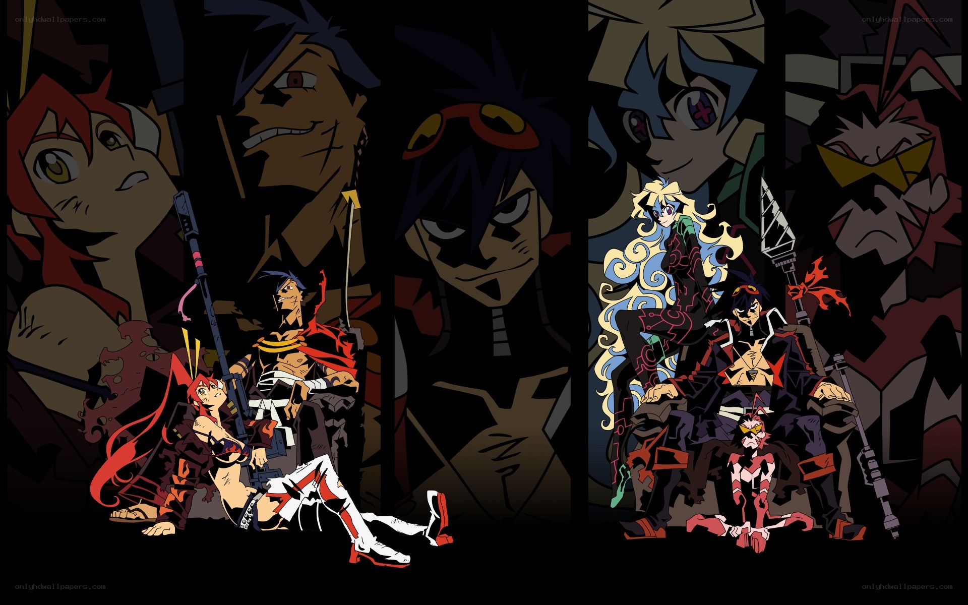 anime characters in dark setting