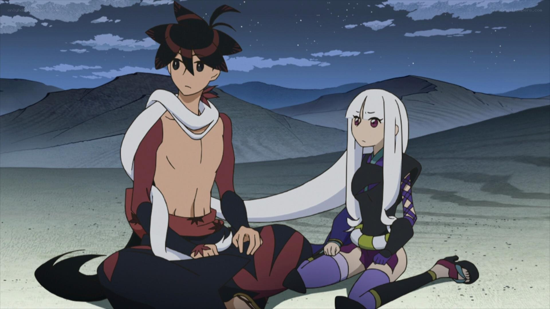 Anime characters in desert