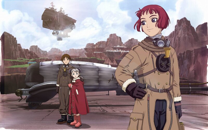 anime characters in desert landscape