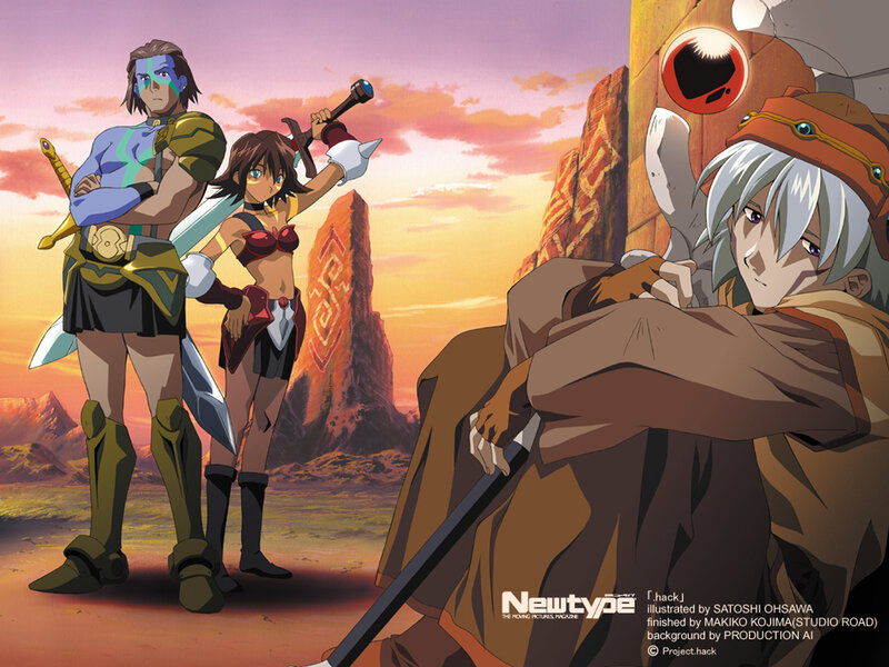 Anime characters in desert landscape