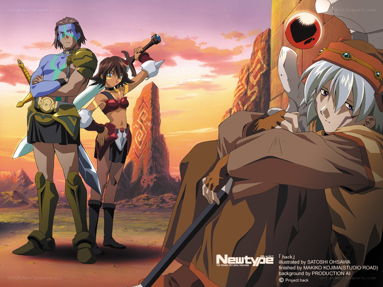 Anime characters in desert landscape