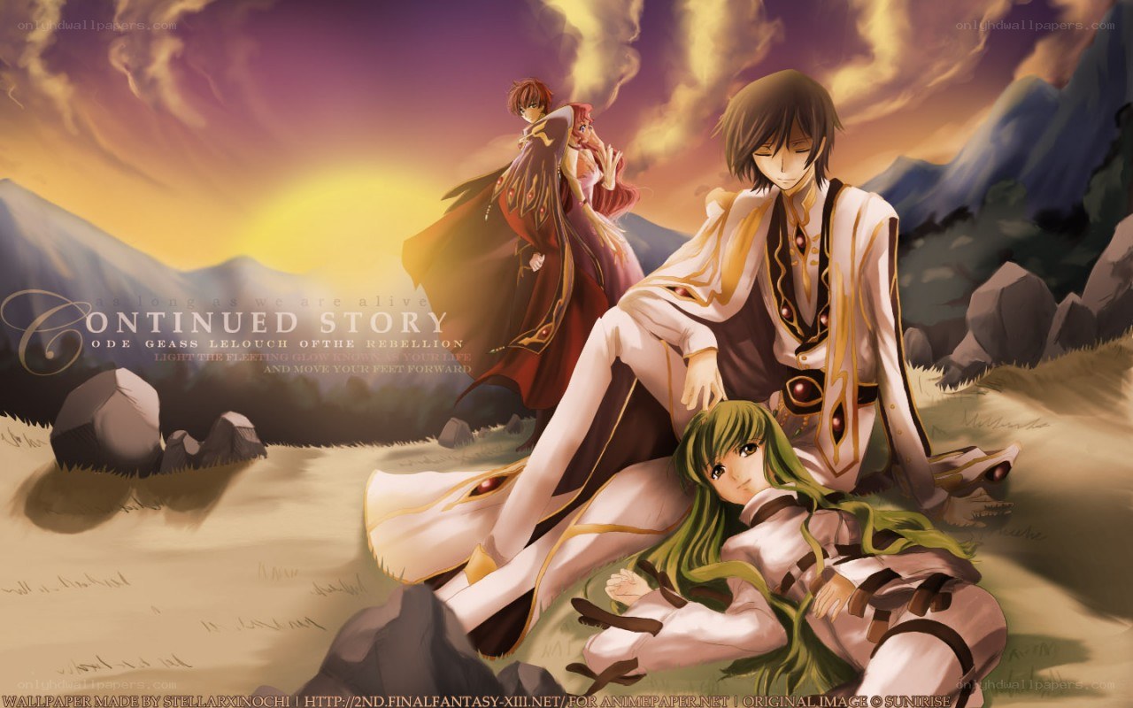 anime characters in desert landscape