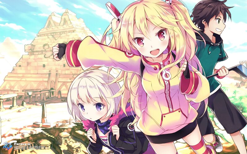 anime characters in desert ruins