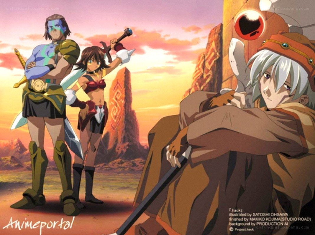 Anime characters in desert scene