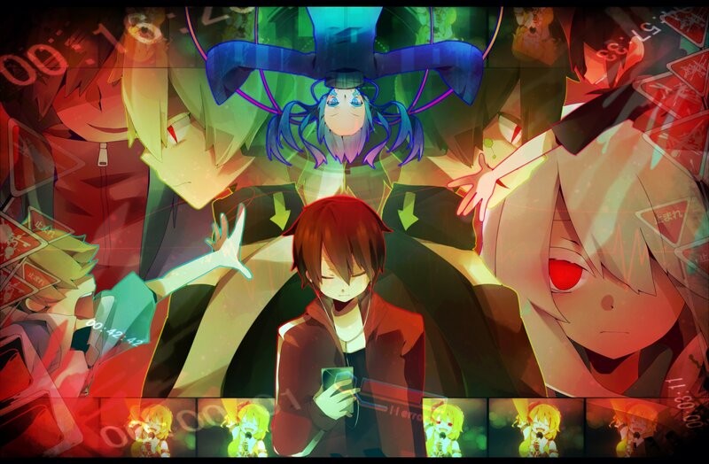 anime characters in digital collage