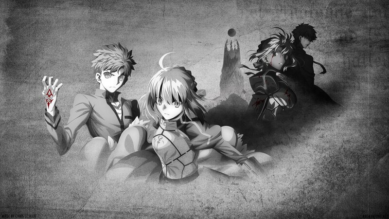 Anime Characters in Distress — Black, Dramatic, Digital Art
