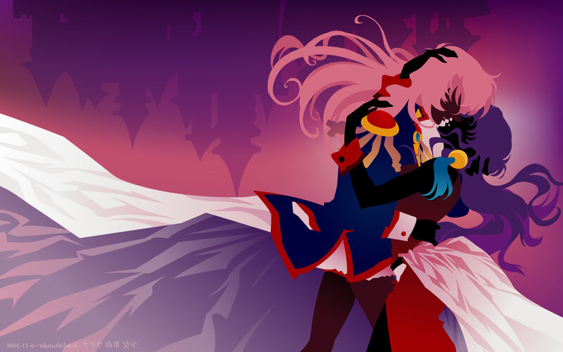 anime characters in dramatic embrace