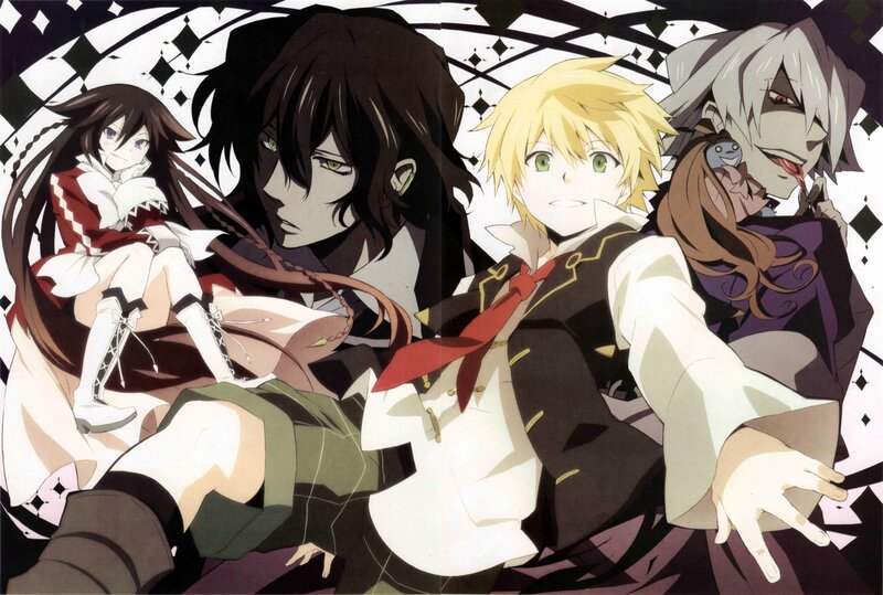 anime characters in dramatic pose