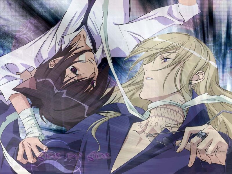 anime characters in dramatic pose
