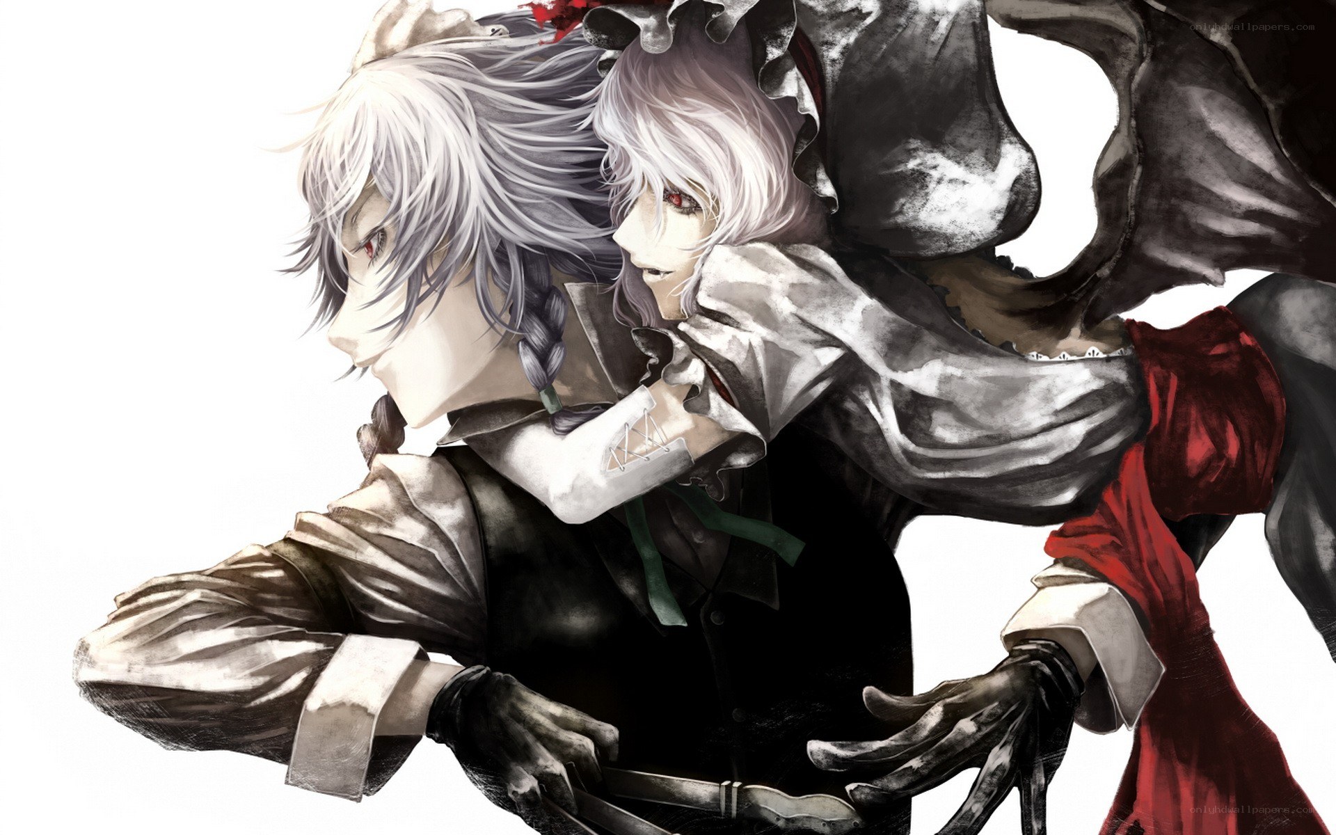 anime characters in dramatic pose
