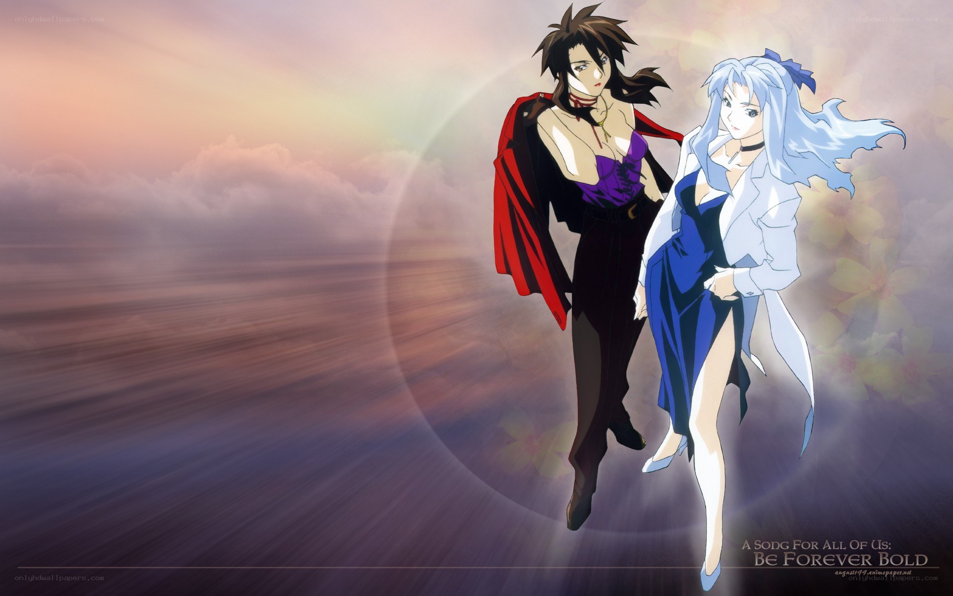 anime characters in dramatic pose