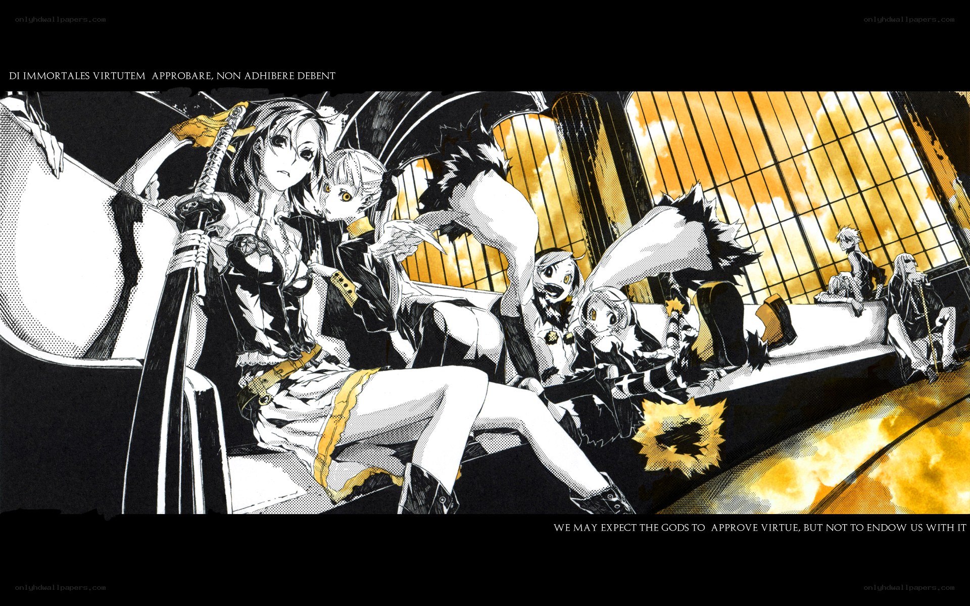anime characters in dramatic scene