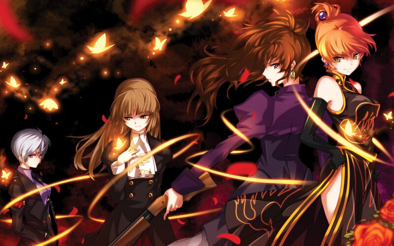 anime characters in dramatic scene