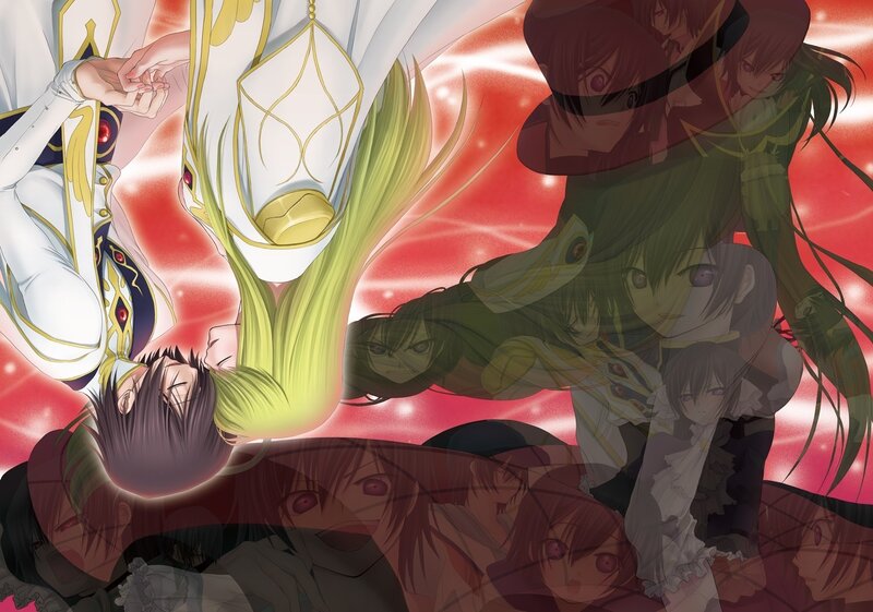 Anime characters in dramatic scene