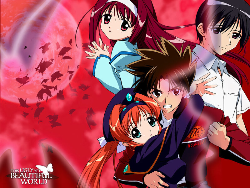 Anime characters in dramatic scene