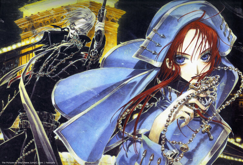 Anime characters in dramatic scene