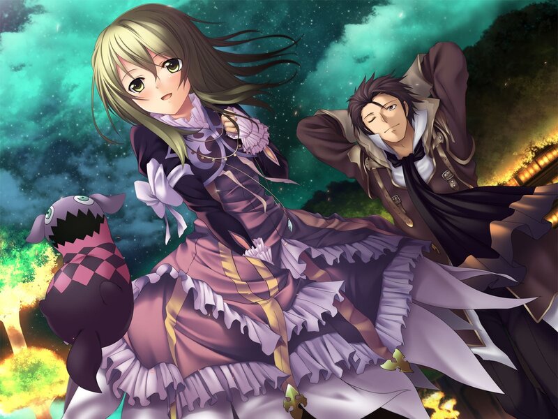 Anime characters in dramatic scene