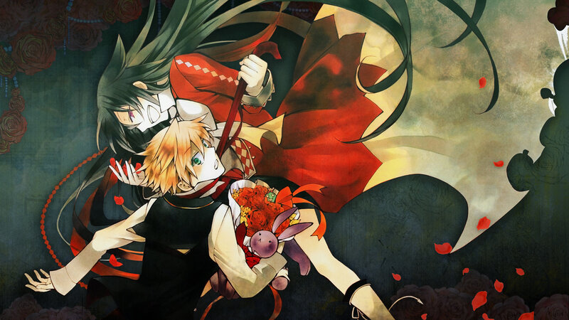 Anime characters in dramatic scene