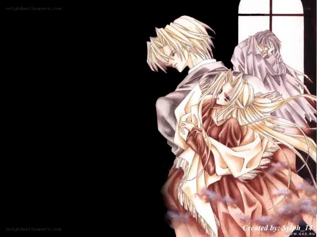 anime characters in dramatic scene