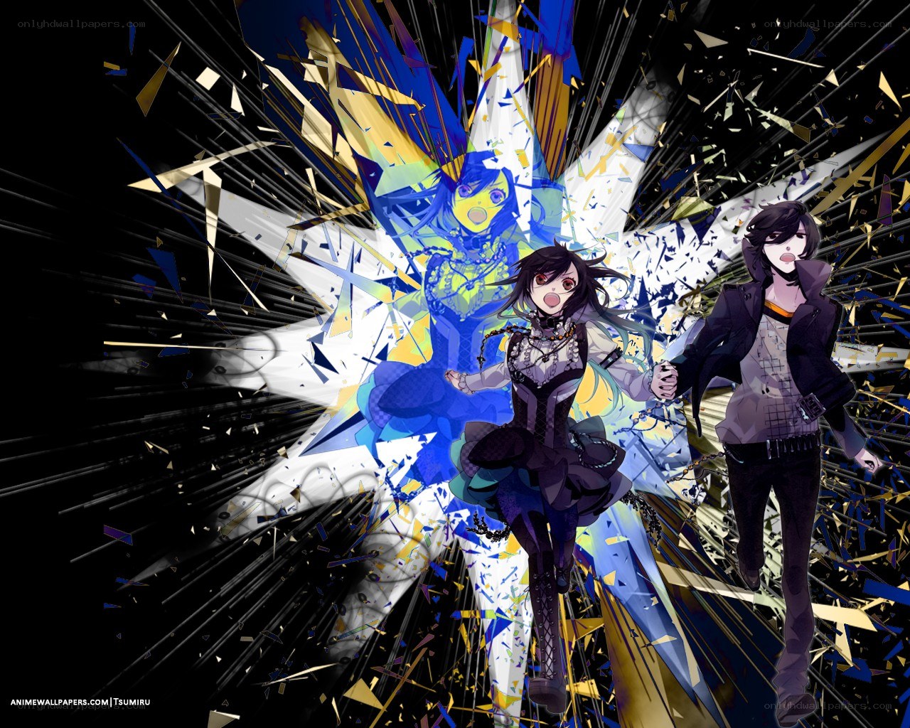 Anime characters in dynamic action scene