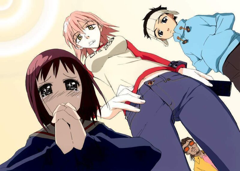 anime characters in dynamic pose