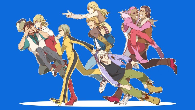 anime characters in dynamic pose