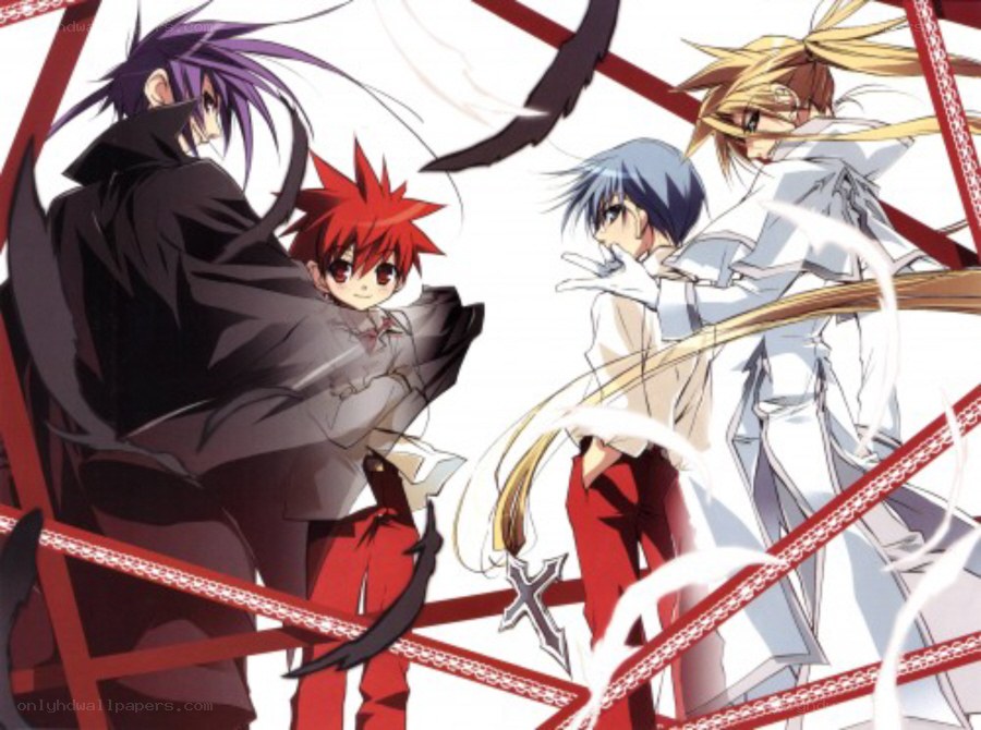 Anime characters in dynamic scene