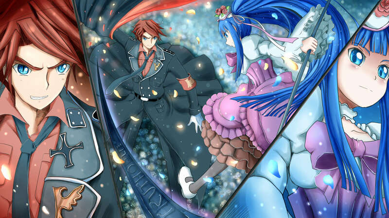 anime characters in dynamic scene