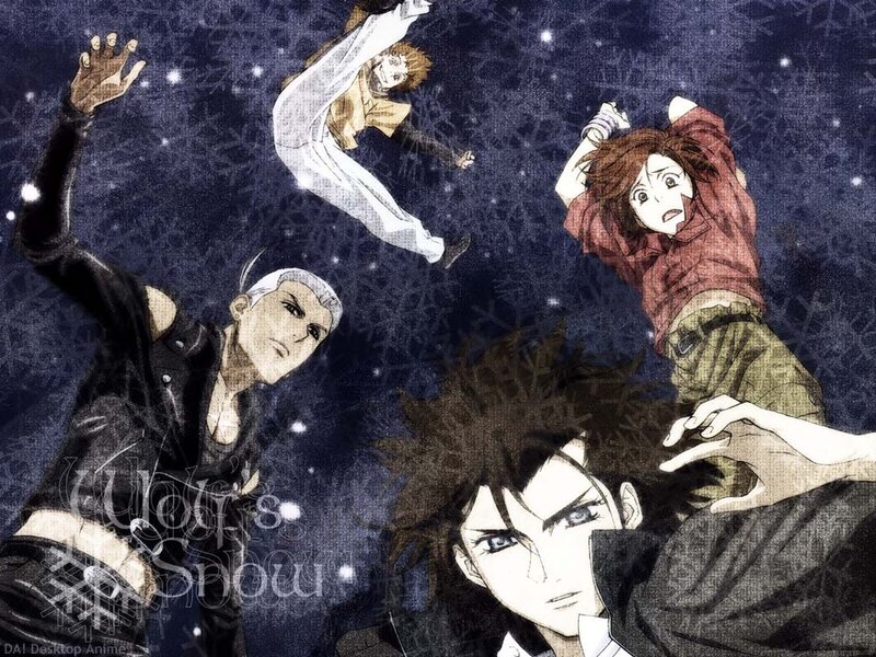 anime characters in falling motion