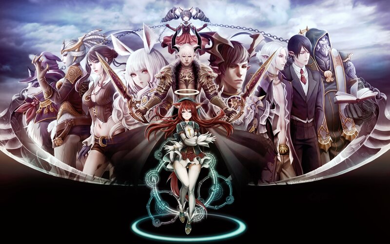 Anime Characters in Fantasy Art — White