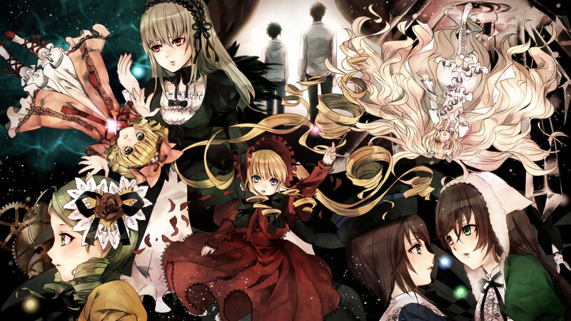 Anime Characters in Fantasy Scene — Black