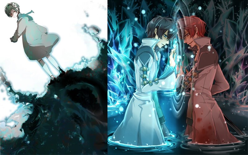 Anime characters in fantasy scenes