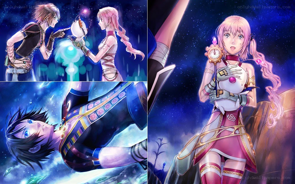 Anime characters in fantasy scenes