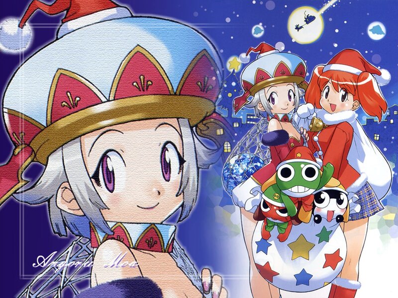 Anime characters in festive hats