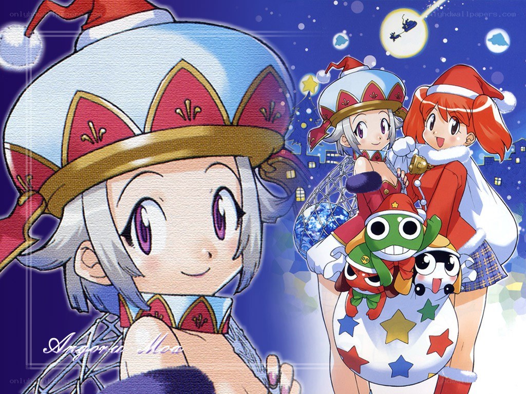 Anime characters in festive hats