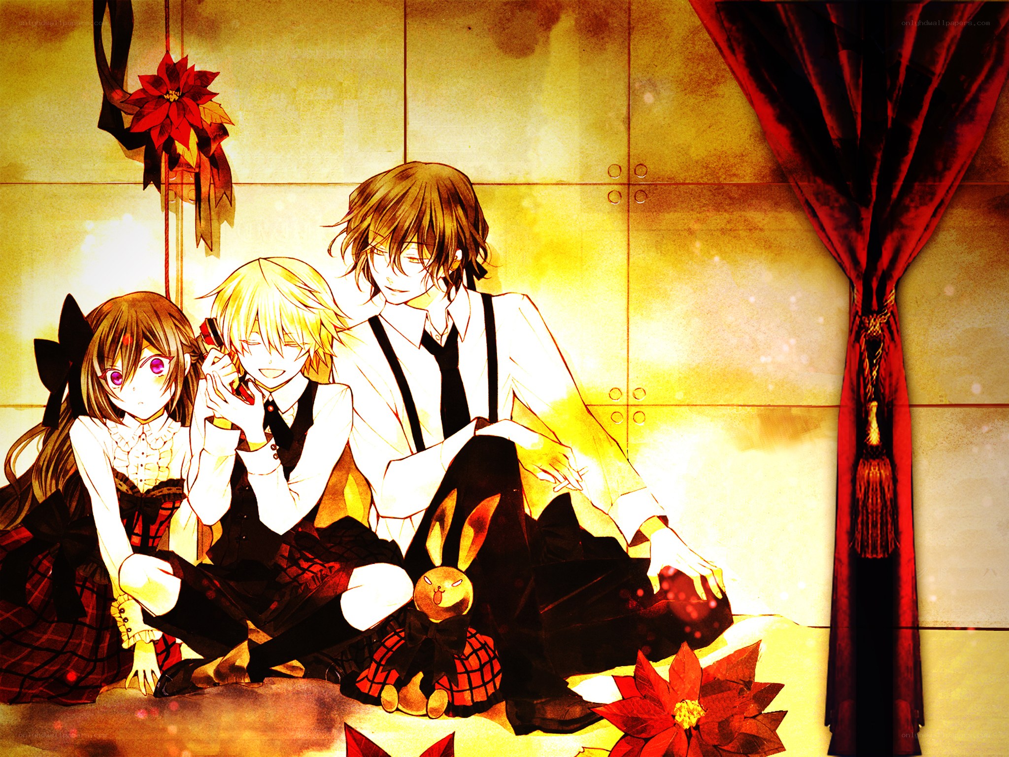 anime characters in festive scene